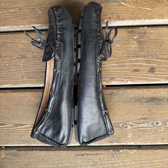 EUC Frye Black Woven Leather Reagan Slip On Driving Moccasin in Women's 11M - Picture 4 of 12